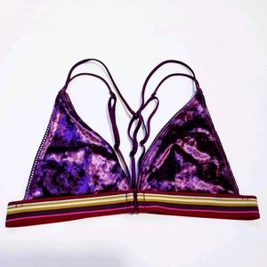 VS Velvet Bralette Front Closure Purple Size Mediu